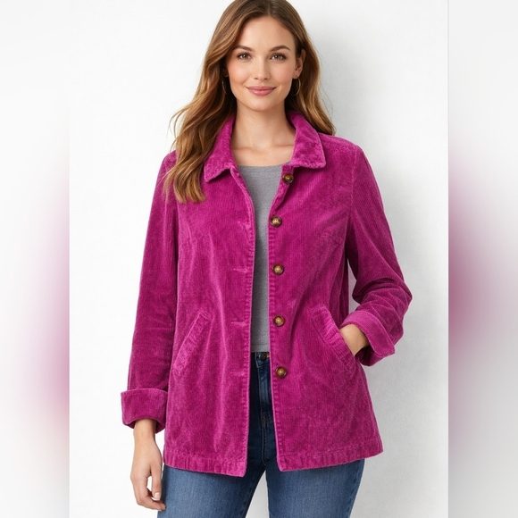 Chadwicks Jackets & Blazers - CHADWICKS VINTAGE‎ HOT PINK SIZE M PETITE CORDUROY BLAZER JACKET COAT WOMEN'S